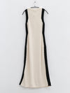 SWAYING 25 Fall/Winter Collection: Contrast-color belted sleeveless maxi dress, SW-SW25AW2L02C1S2-HB, Black/White